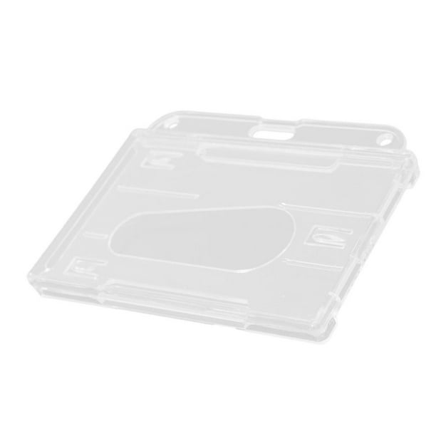 Detectorcatty 1Pcs Hard Plastic Double-Faced Card Holder Transparent Clear Horizontal ID Badge Holders Card Cover Easy Access Thumb Notch Detectorcatty 1Pcs Hard Plastic Double-Faced Card Holder Transparent Clear Horizontal ID Badge Holders Card Cover Easy Access Thumb Notch